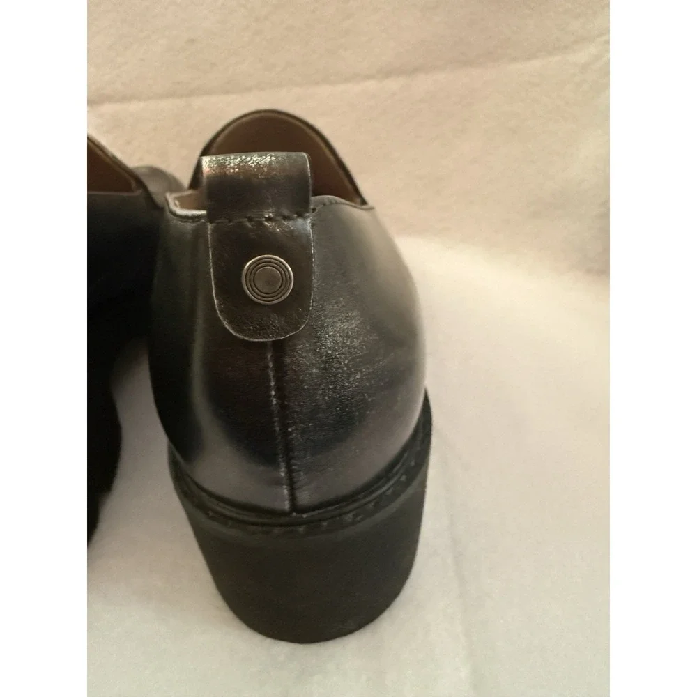 NATURALIZER 8.5W Black Women Darry Metallic Lug Platform Cushion Leather Loafer